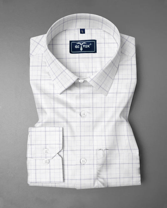 Frost White Thin Checked Shirt