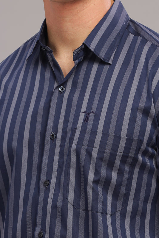 Denim Vertical Striped Premium cotton Shirt