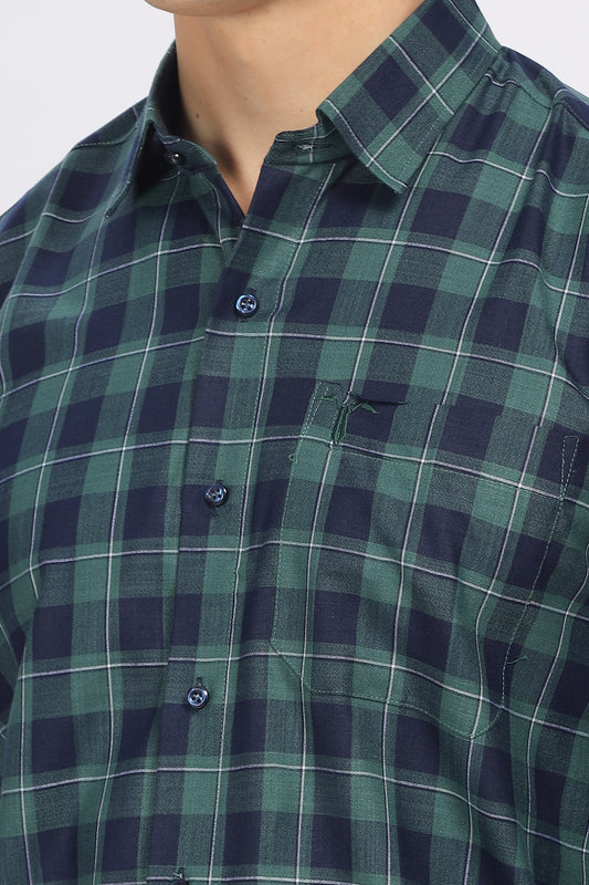 Cerulean Teal Large Check Shirt